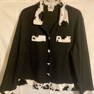 Steven Ross Women’s Black and White Cow Print Jacket Size XL